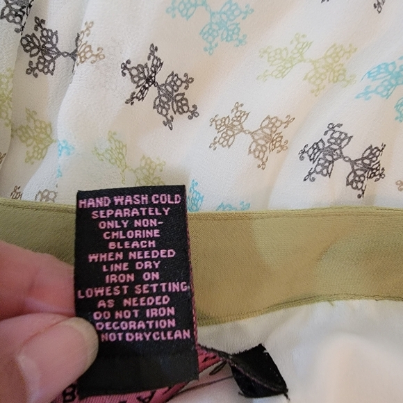 Robbie Bee Green Mix Print 100% Silk Sleeveless Midi Dress Sz 6 Quite Luxury - Picture 11 of 12